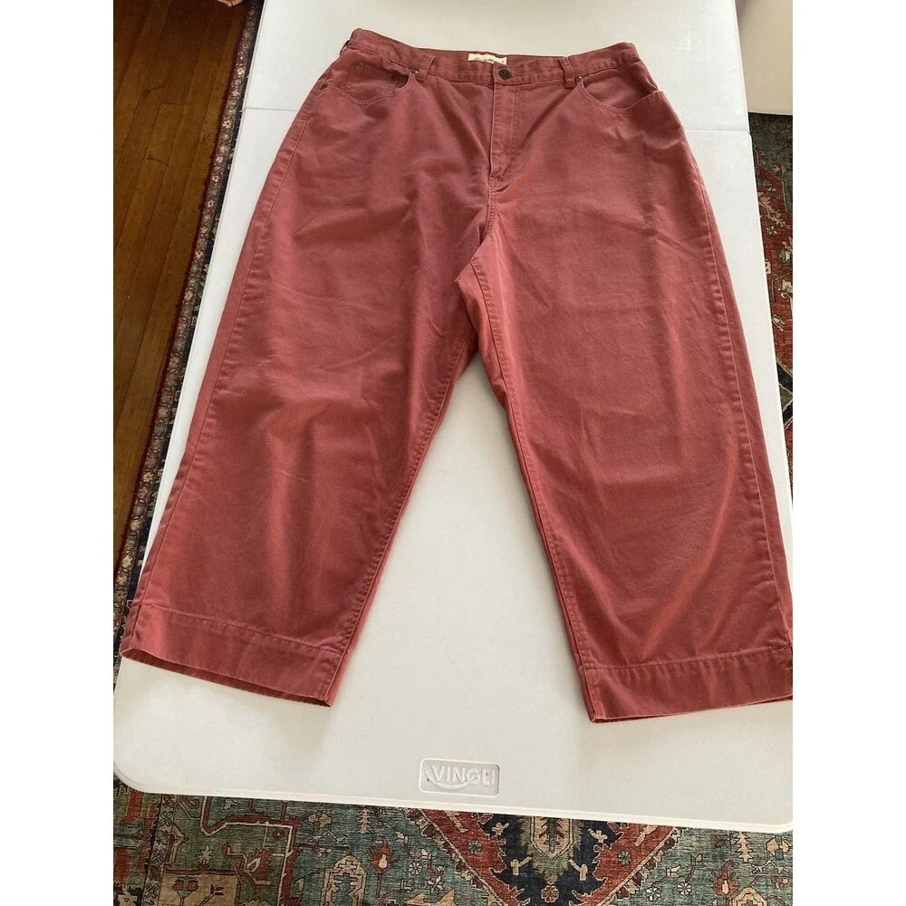 Eddie Bauer Capris 18W High Rise Rose Cotton Excellent Condition Elastic Waist